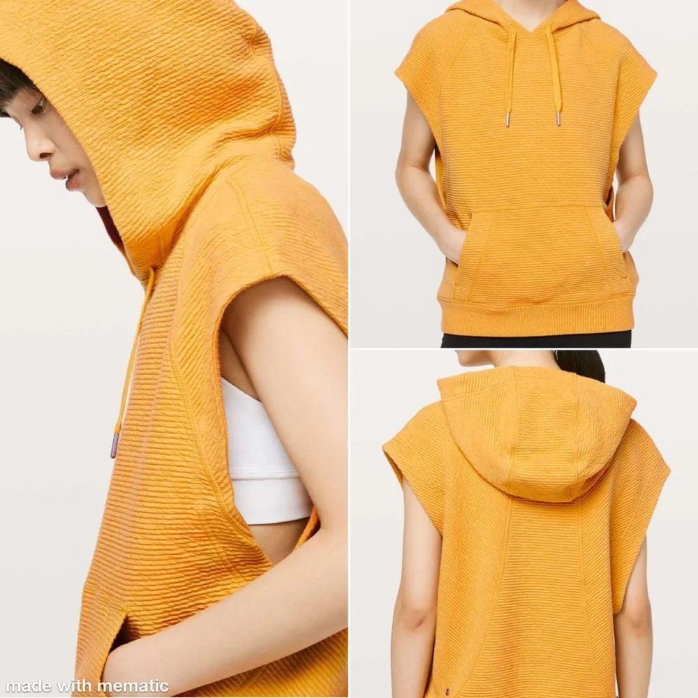 Lululemon Easy Going Sleeveless Hoodie Heathered Honey Lemon sz6